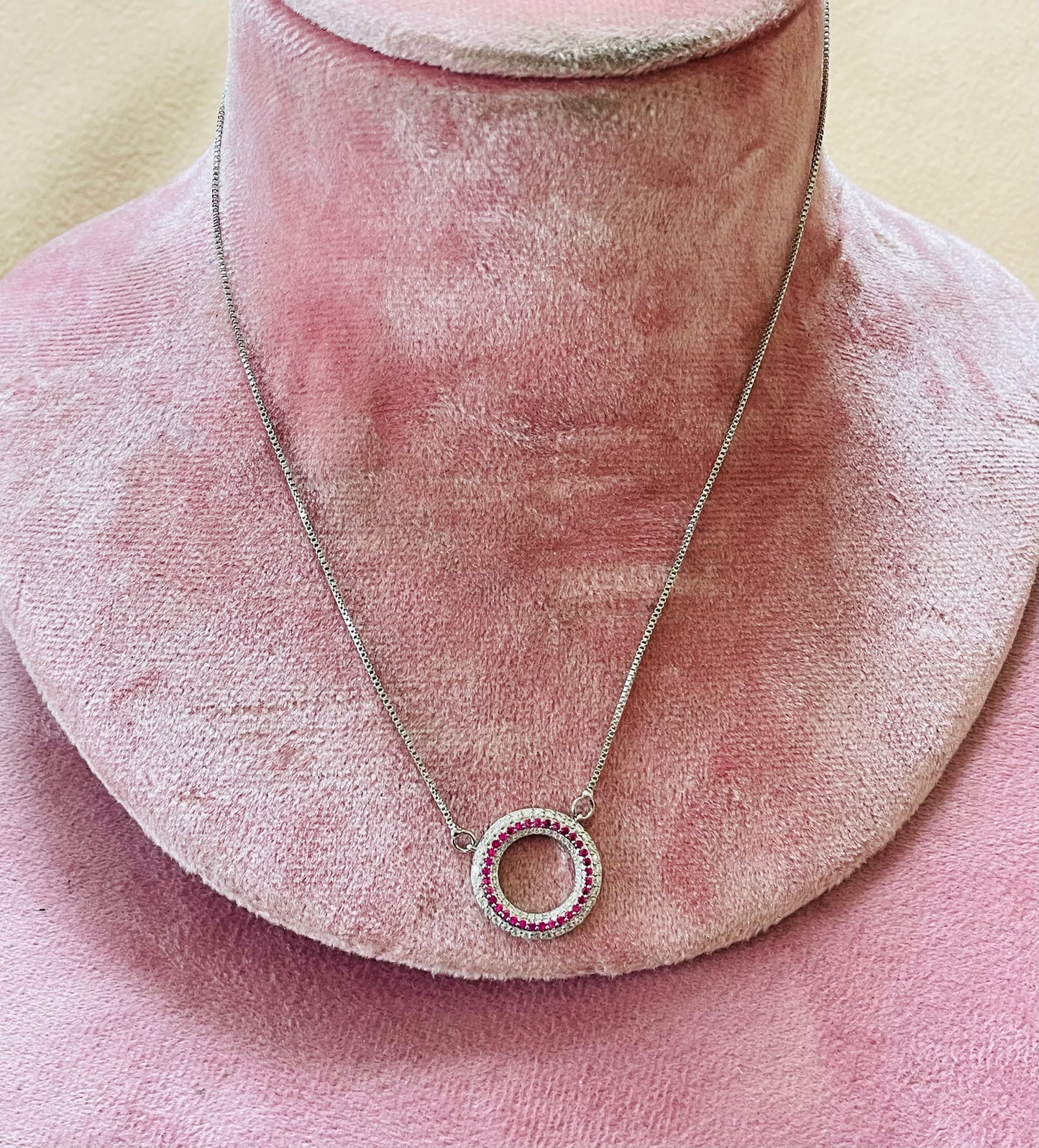 ✨ Zirconia Pink studded Silver pendant ✨