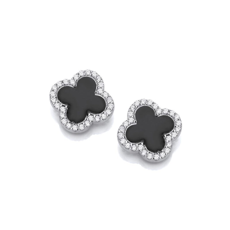 ✨Crystal Studded Black Silver Earrings ✨
