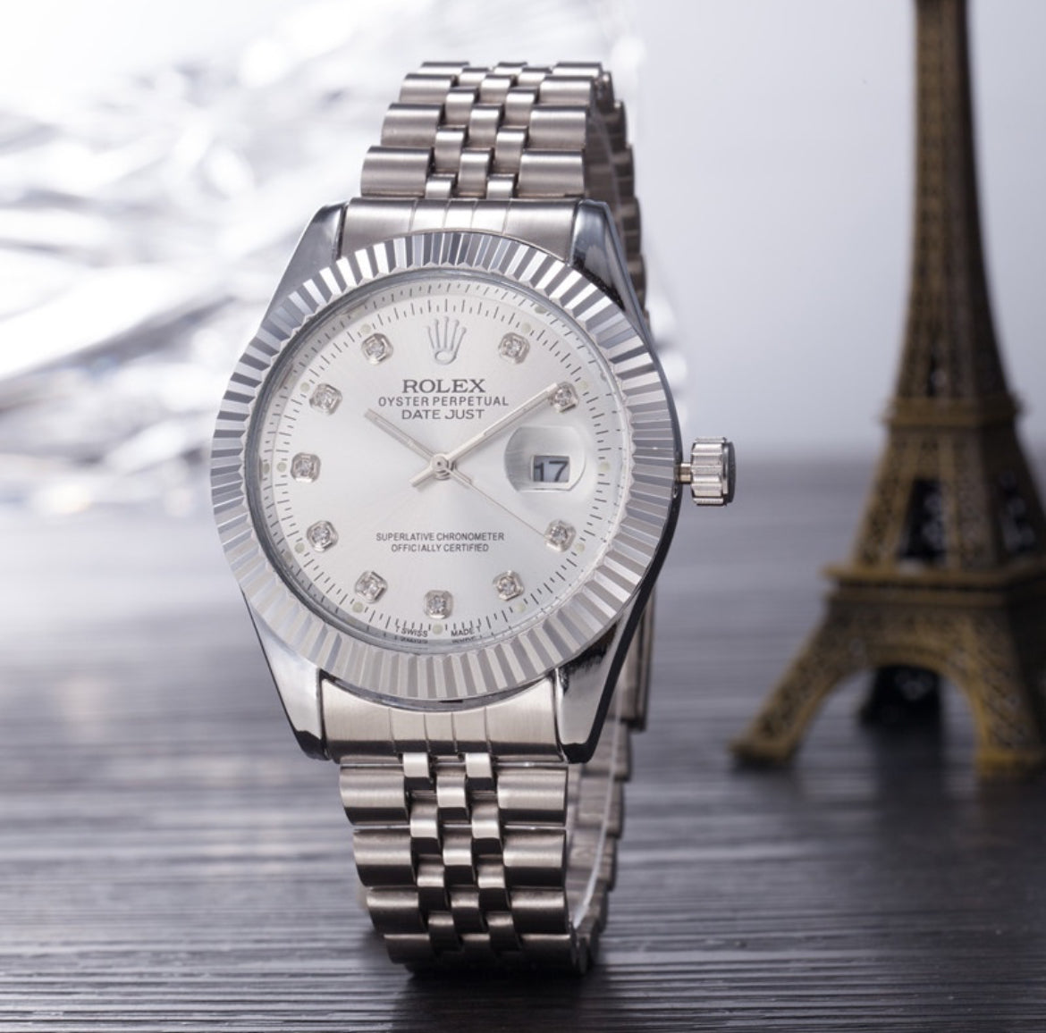 Braided Silver Perpetual White dial Jubilee Watch ✨