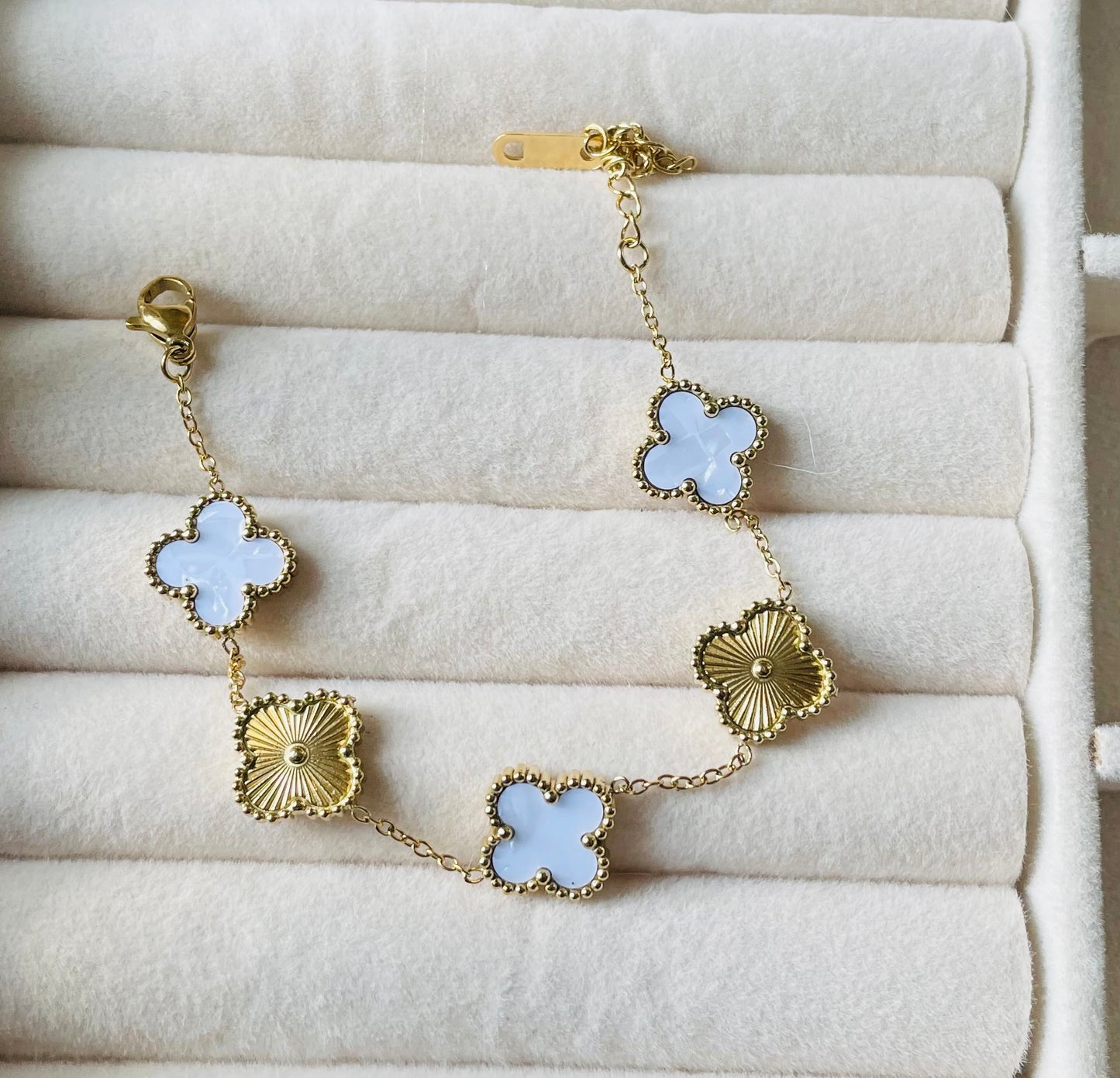 ✨Stainless steel Clovie 2Ways WhiteXGold Classic Chain Bracelet ✨