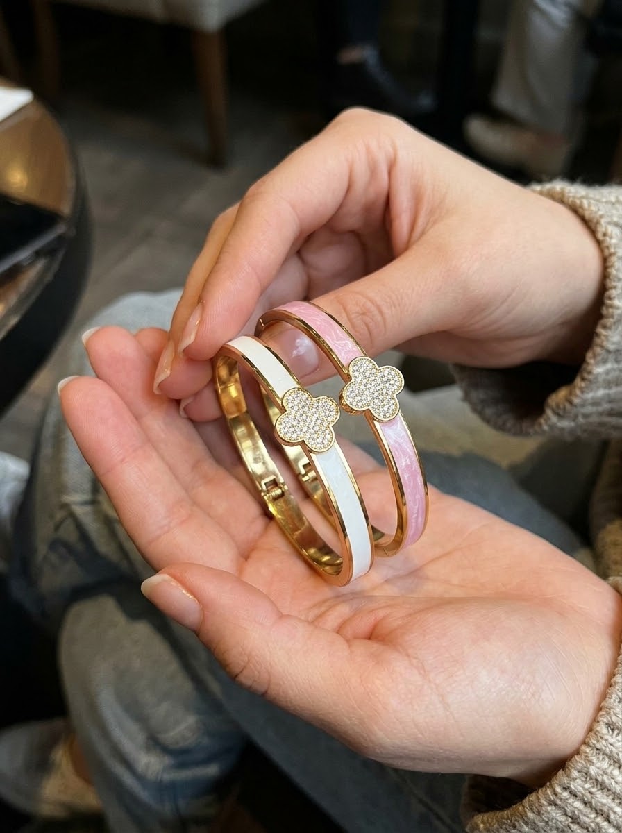 ✨Exclusive stainless steel enamel gold cuff bracelet ✨