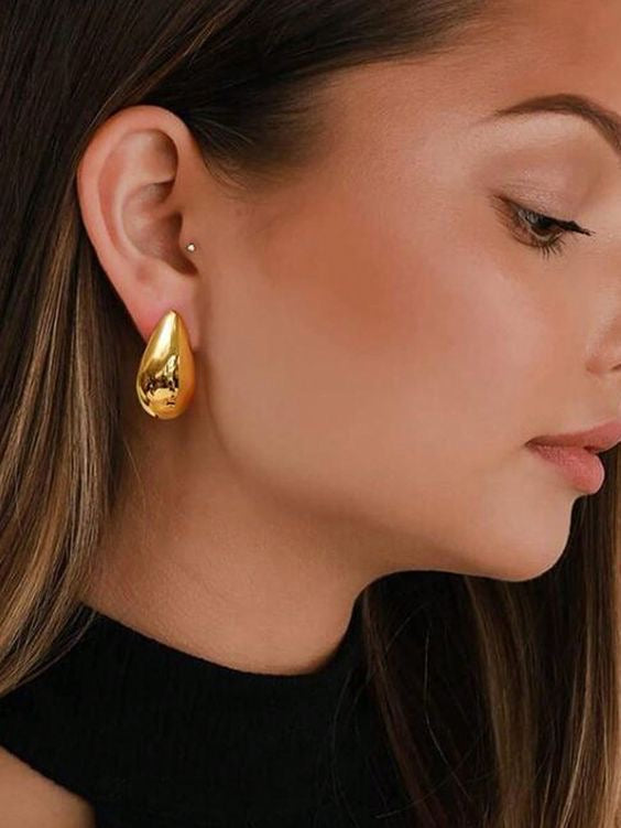 Venne chrome Gold polish Water drop Trendy Earrings