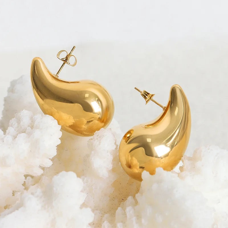 Venne chrome Gold polish Water drop Trendy Earrings
