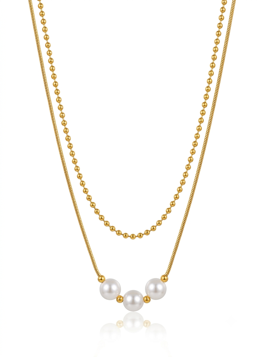 ✨Stainless steel Gold layered pearl pendant ✨