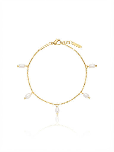✨Stainless steel Pearl Gold 18k chain Bracelet ✨