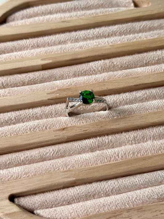 Sterling Silver Moissanite emerald stone Adjustable Ring S925