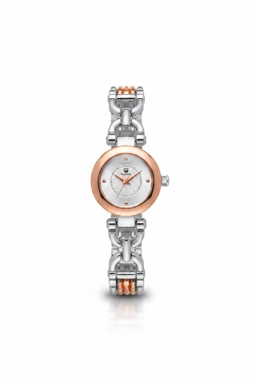 ✨Exquisite White Dial RoseGoldxSilver Strap True Worth Chain Watch ✨
