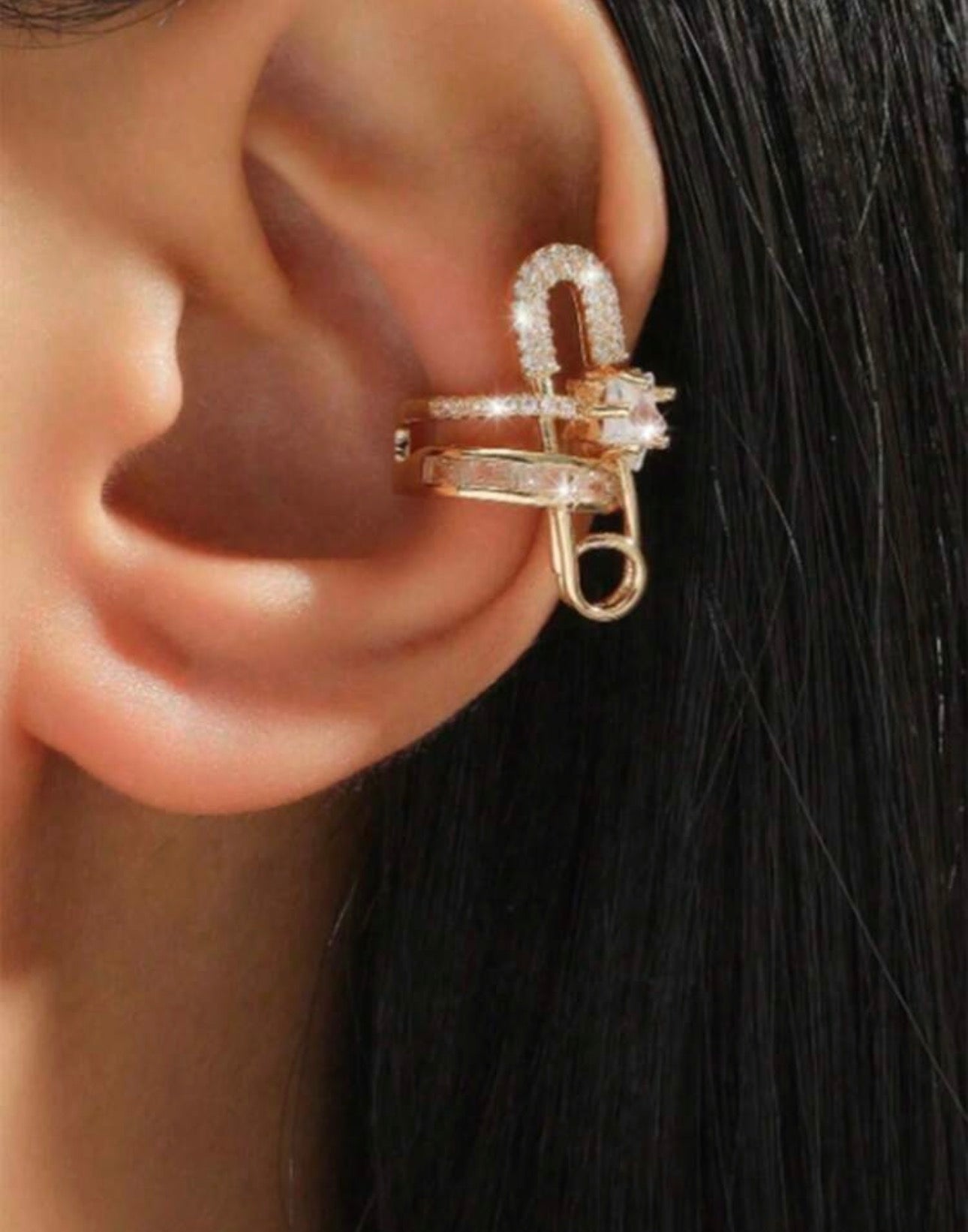 ✨Exquisite Stainless steel Gold Zircon studded Clip EarClip Earrings ✨