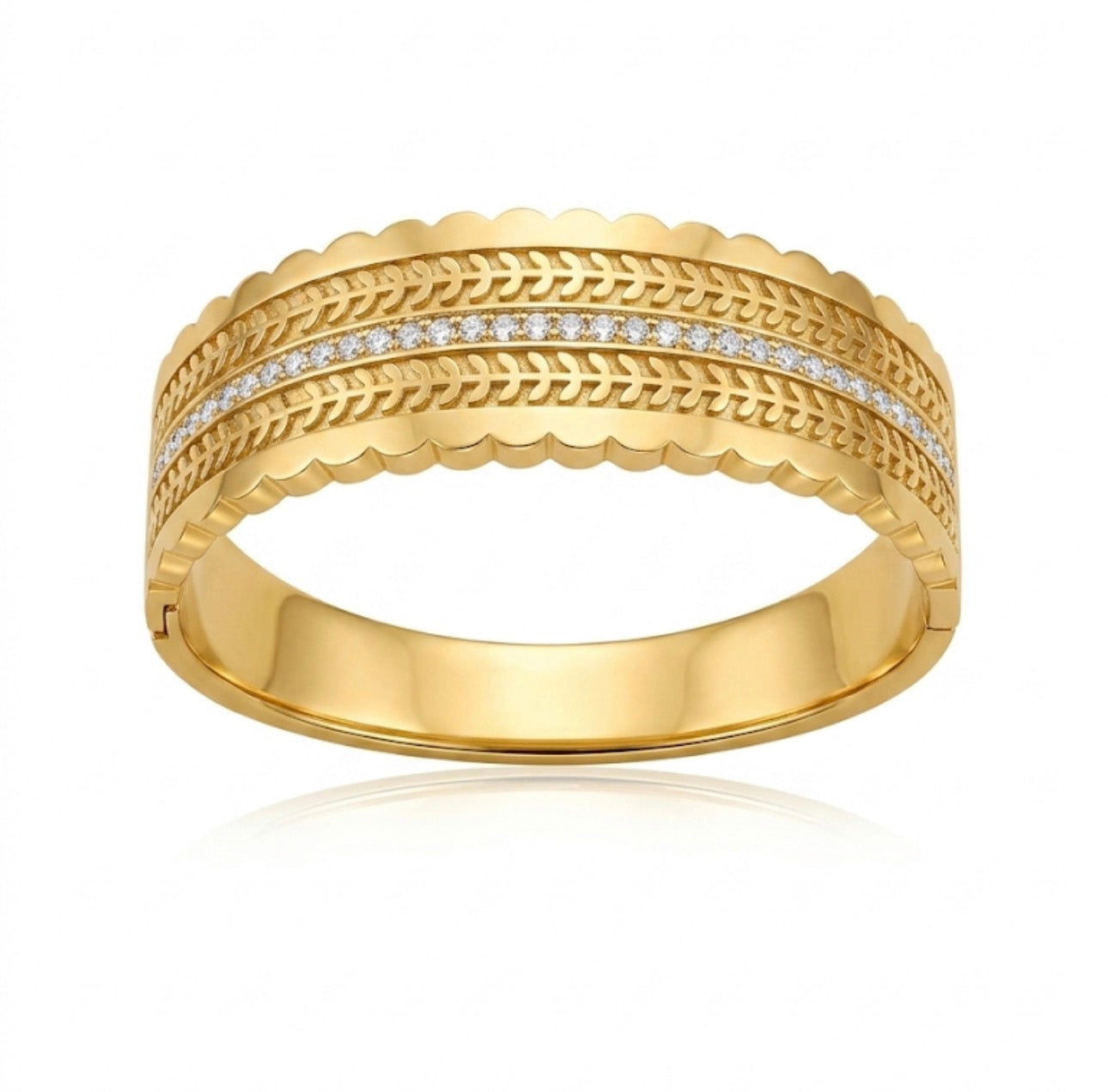 Chunky Leaf vintage golden cuff bracelet