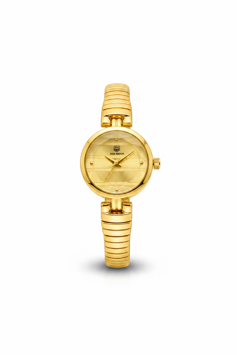 ✨Stainless Steel Golden Dial Gold serpentine Chain True Worth Watch ✨