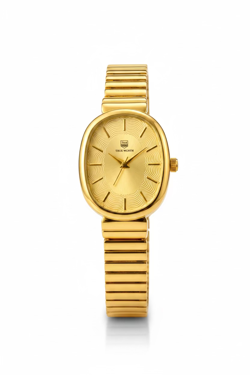 ✨Stainless Steel golden Dial Gold Chain True Worth Watch ✨