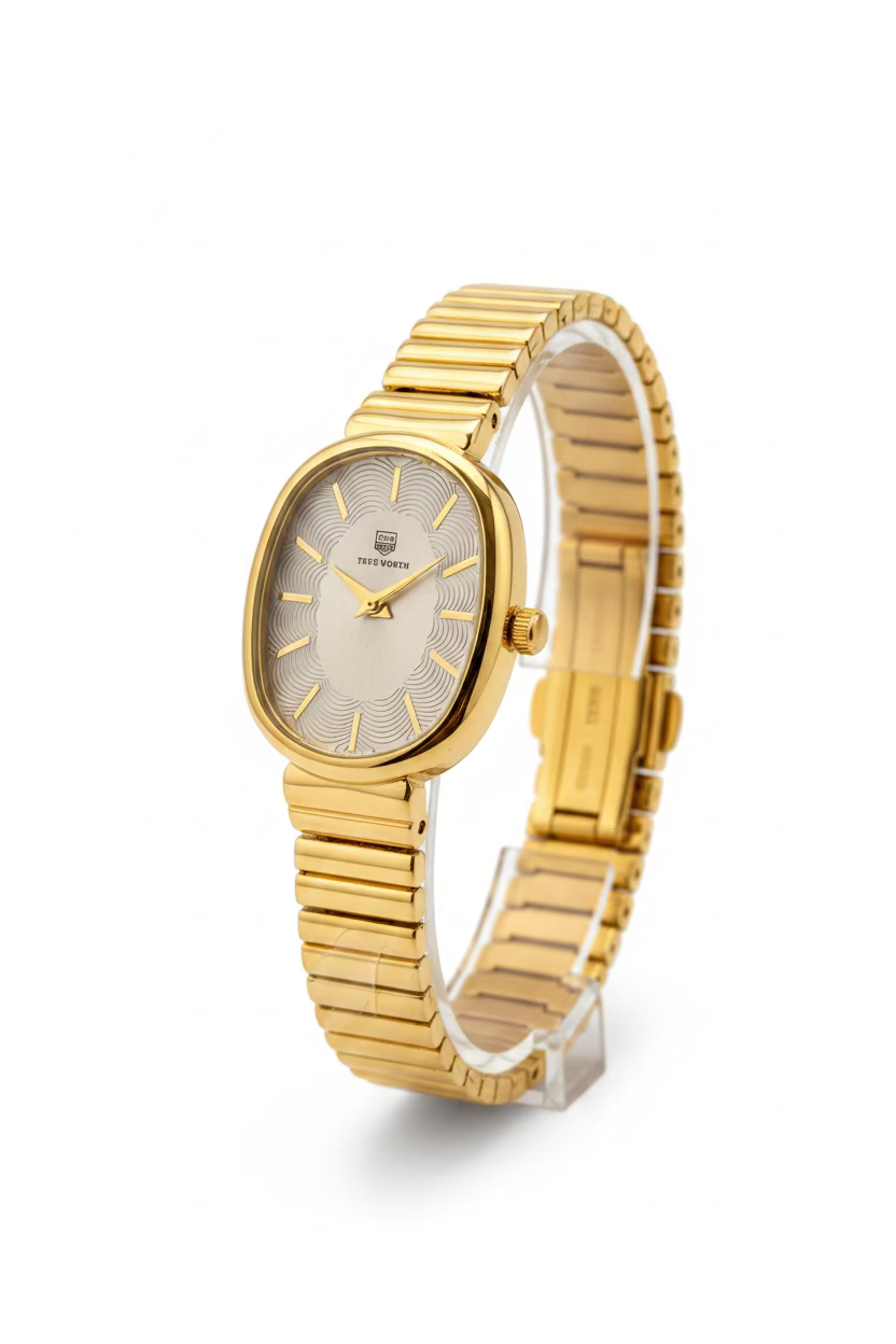 ✨Stainless Steel Charcoal Grey Dial Gold Chain True Worth Watch ✨