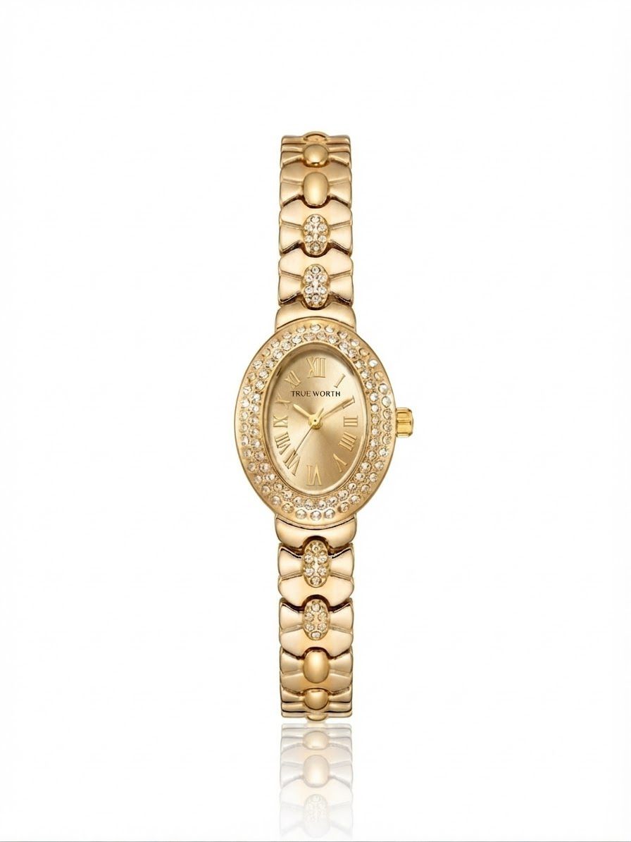 ✨Exquisite Golden stainless steel Gold dial Oval True worth Watch✨
