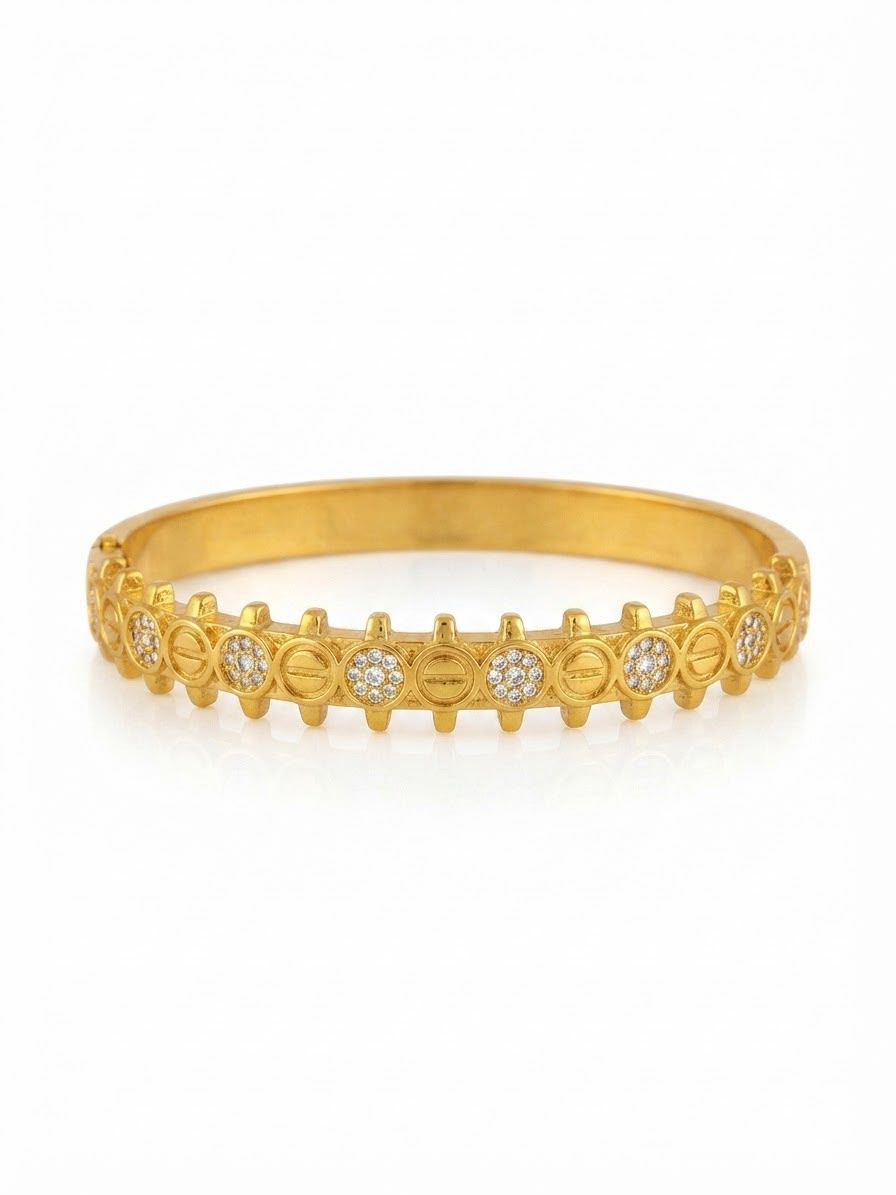 ✨Stainless steel Gold Zirconia studded 18k Cuff Bracelet ✨