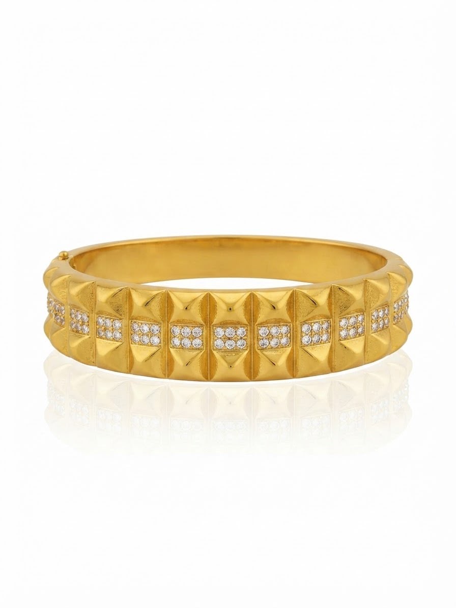 ✨Stainless steel Gold Zirconia studded Emaar 18k Cuff Bracelet ✨