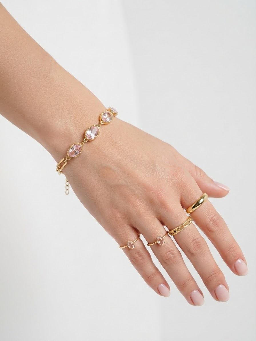 ✨Stainless steel Gold Zirconia studded 18k chain Bracelet ✨