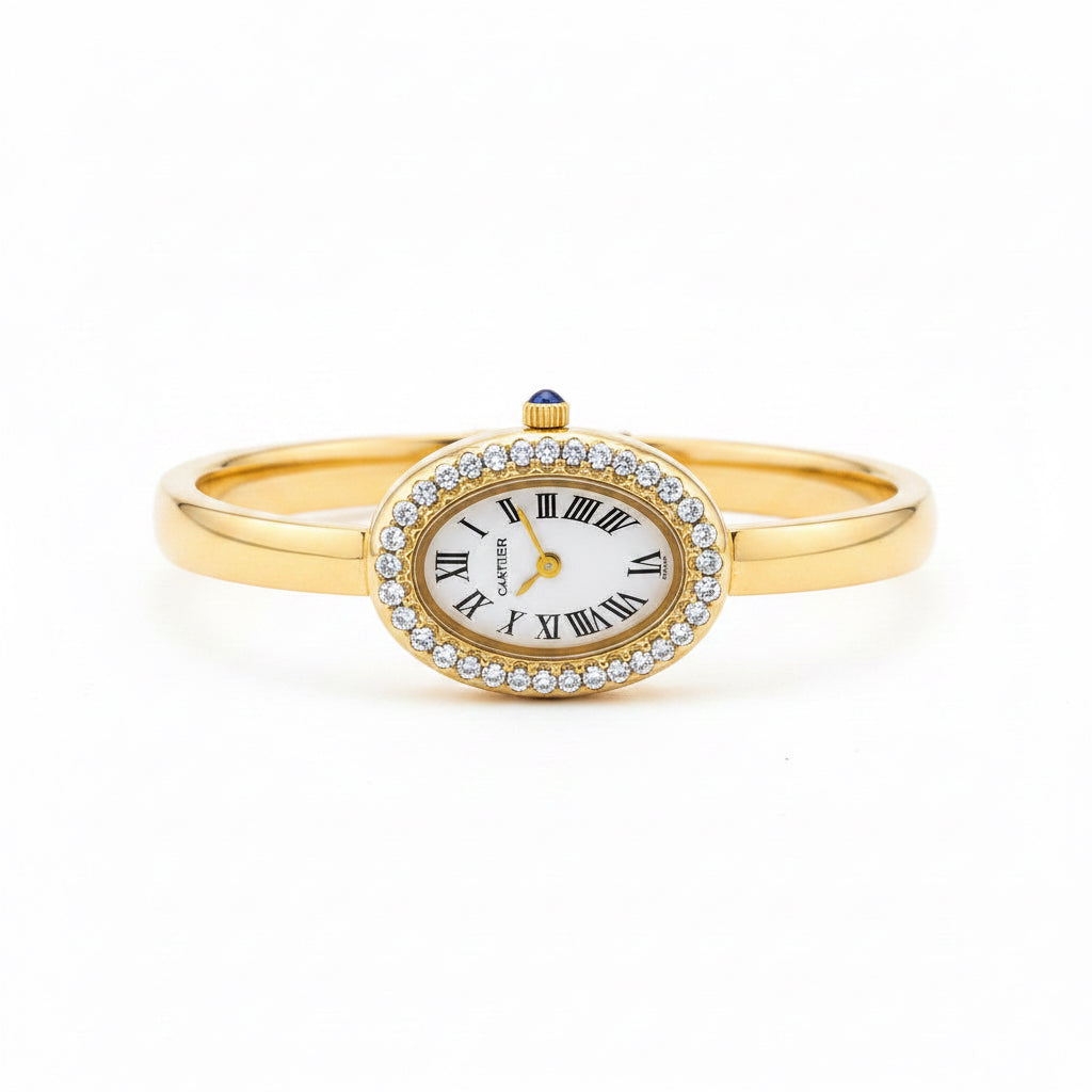 ✨ Carte Gold White Dial Zircon studded Watch ✨
