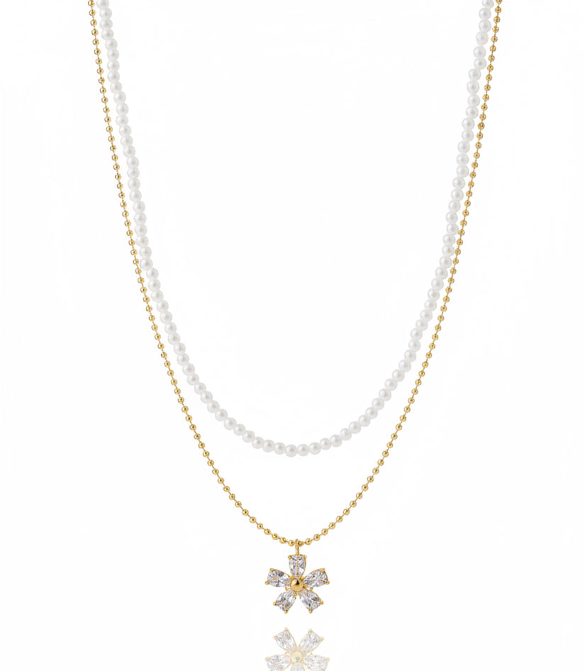 ✨Stainless steel Gold Pearl Layered Necklace Pendant ✨