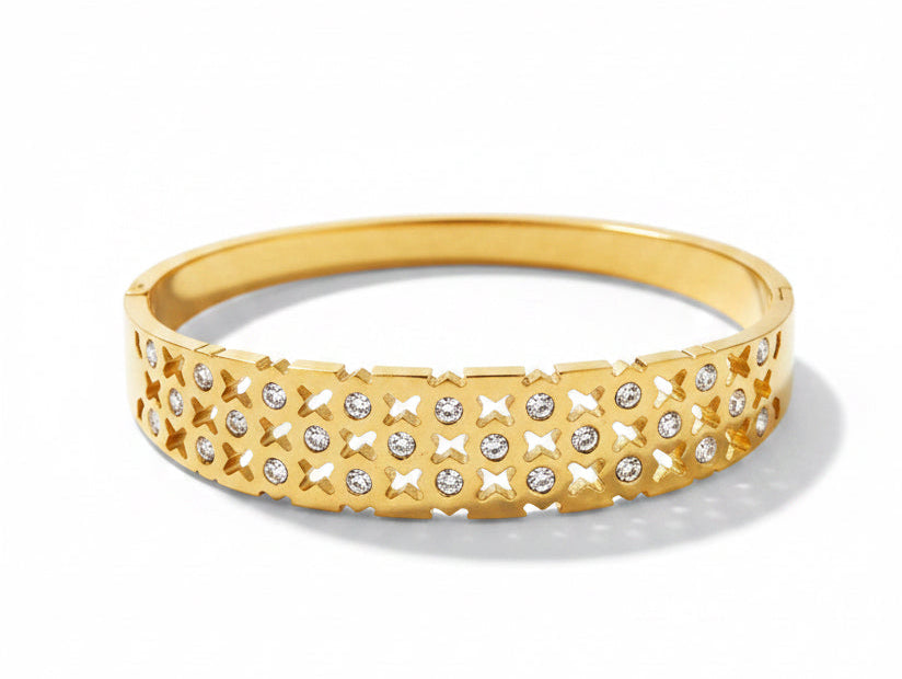 ✨Stainless steel Gold Diamante Crystal Cuff Bracelet ✨