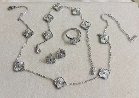 ✨Exclusive Vanity Silver Clover Jewelry Set ✨