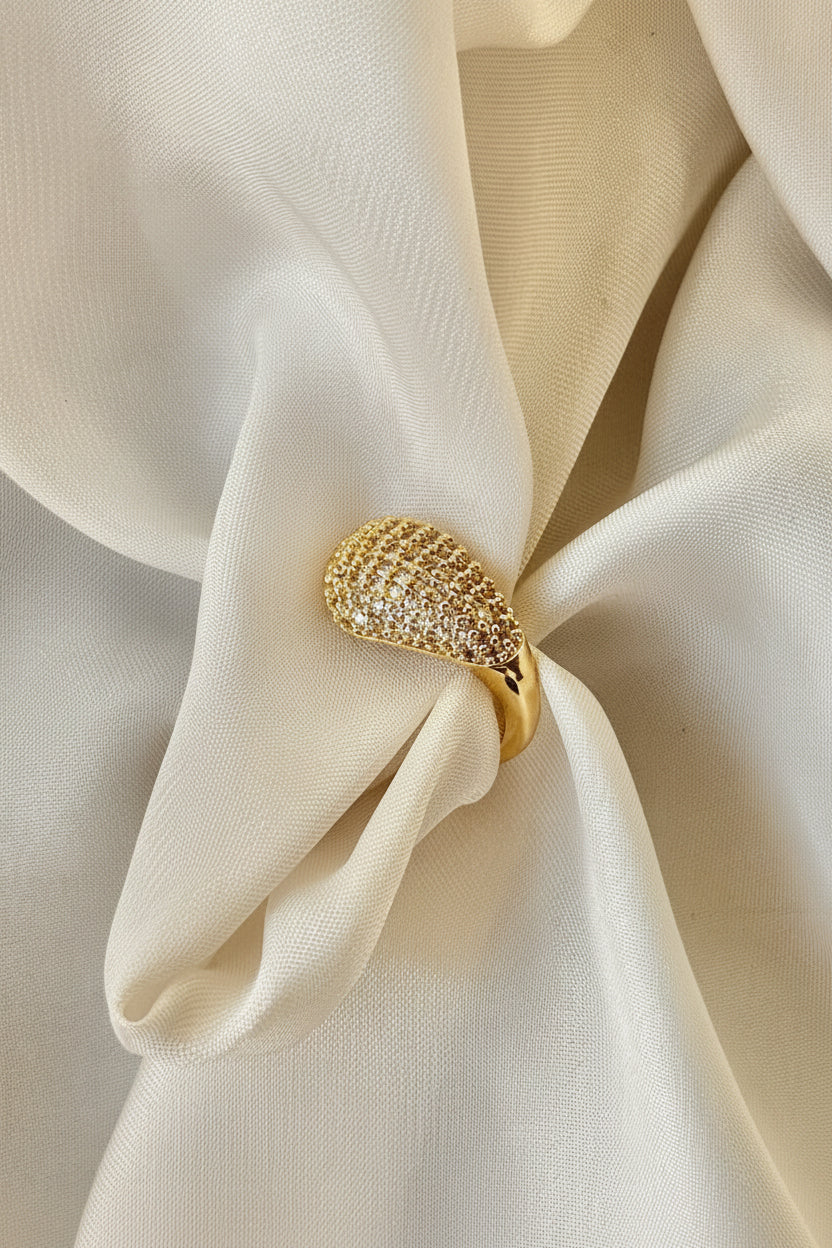 ✨Zirconium Studded Gold Adjustable Ring✨.