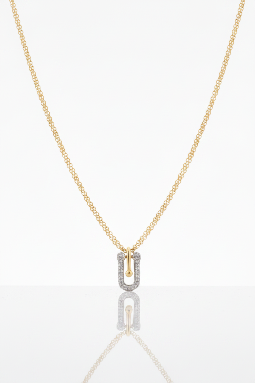 ✨Exclusive stainless steel Gold Zirconia Tube pendant ✨