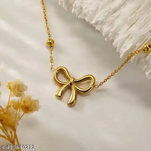 ✨Exquisite Stainless steel Gold Bow Chain Pendant ✨
