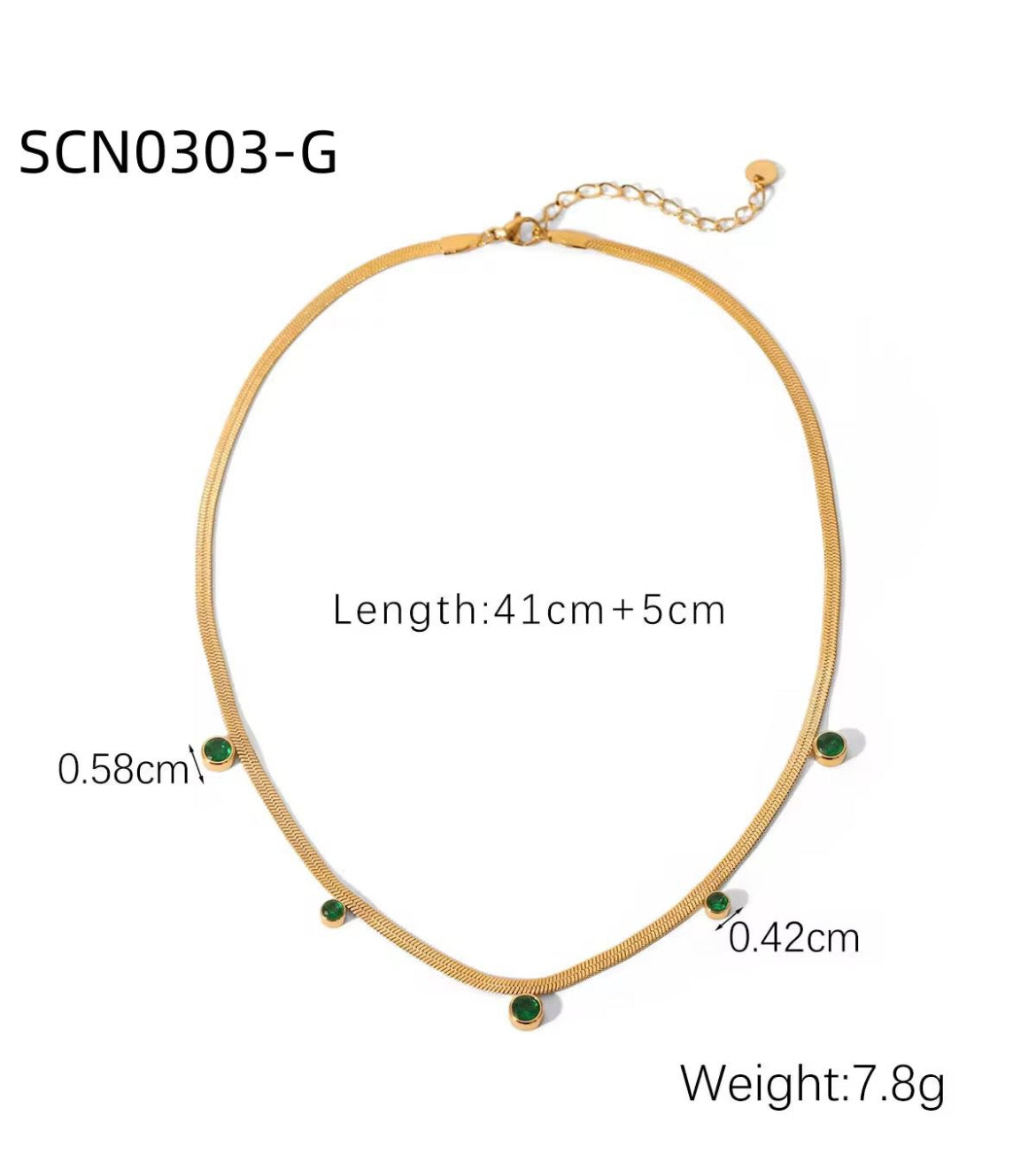 ✨Exquisite Stainless steel Gold Snake Chain Gemstone Necklace ✨.