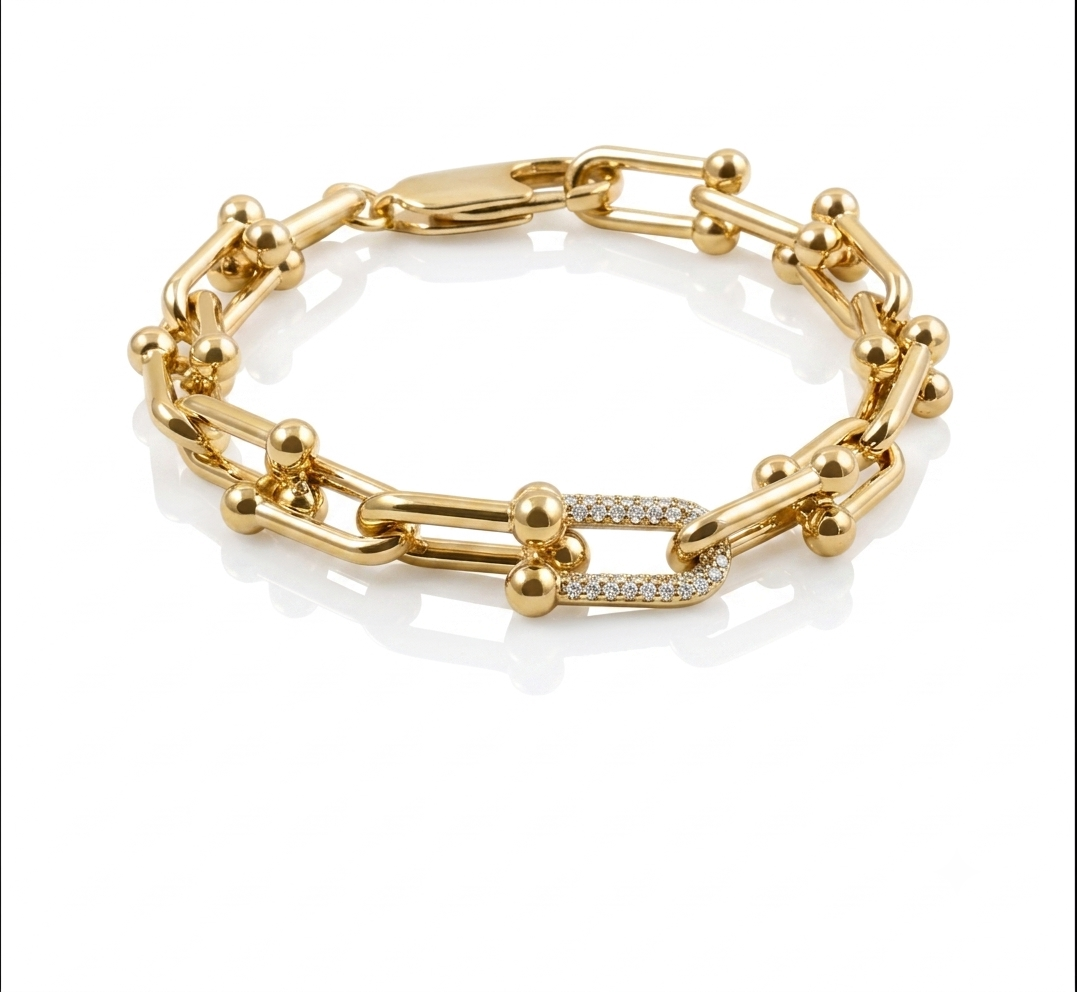 ✨Exquisite Zirconium Studded Link Gold Chain Bracelet ✨