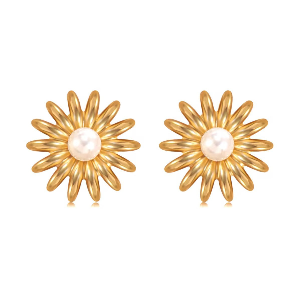 ✨Stainless steel Pearl Floral Earrings ✨