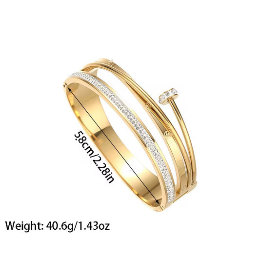 ✨Stainless steel Chunky Carte Nail Diamante Cuff Bracelet ✨