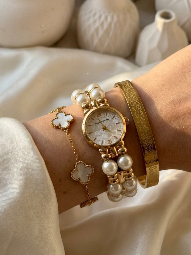 ✨ Exquisite White Pearl braided Watch Stack ✨