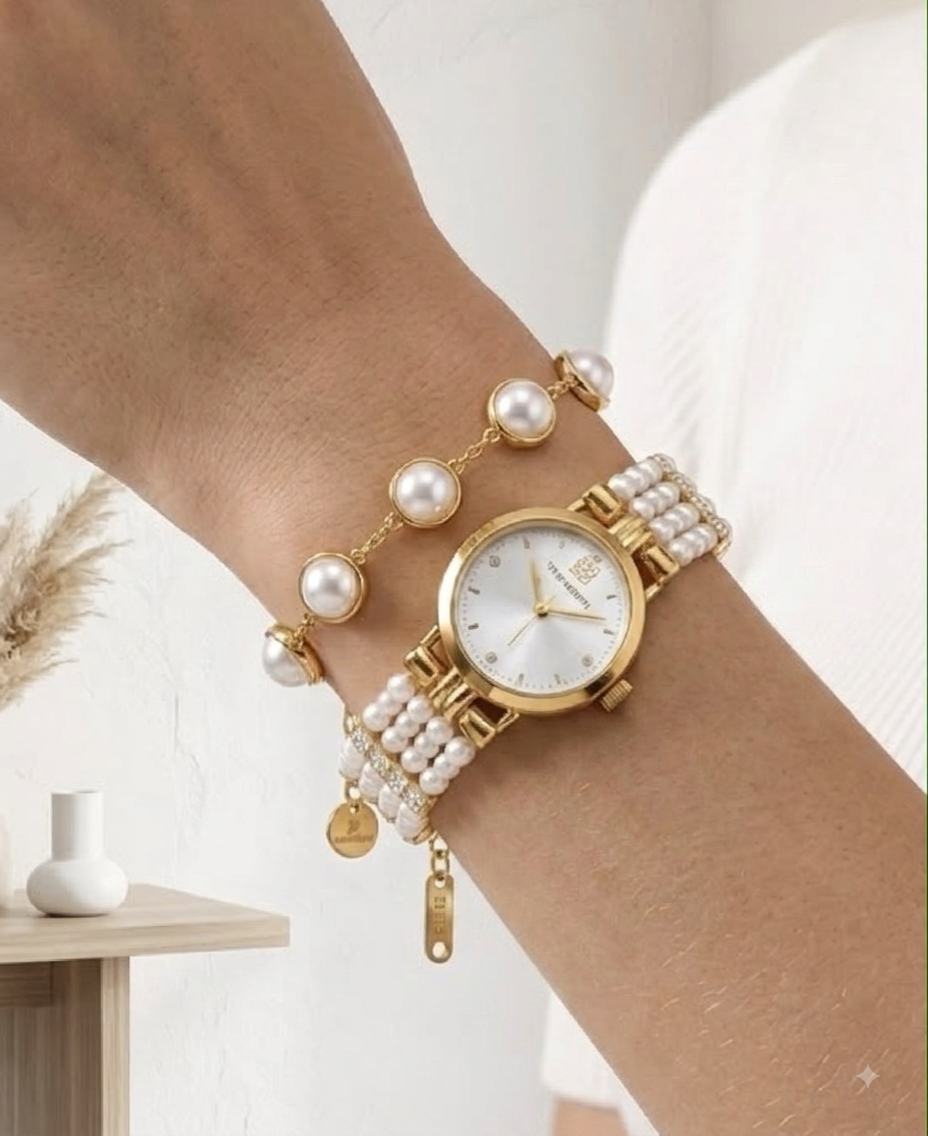 Exquisite Pearl Watch Stack