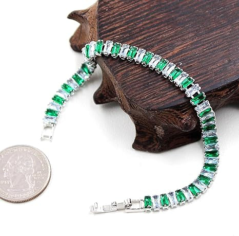 ✨ Sterling silver emerald Tennis Chain Bracelet ✨