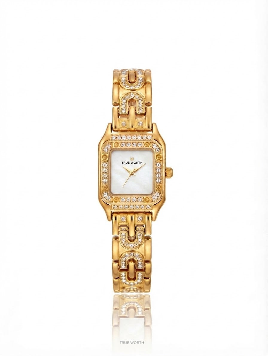 ✨Exquisite stainless steel Gold Zirconium True worth Watch✨