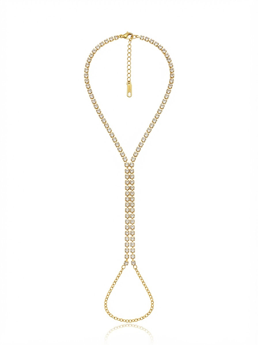 ✨Exquisite Stainless steel Gold Tennis exotic Hand chain bracelet ✨