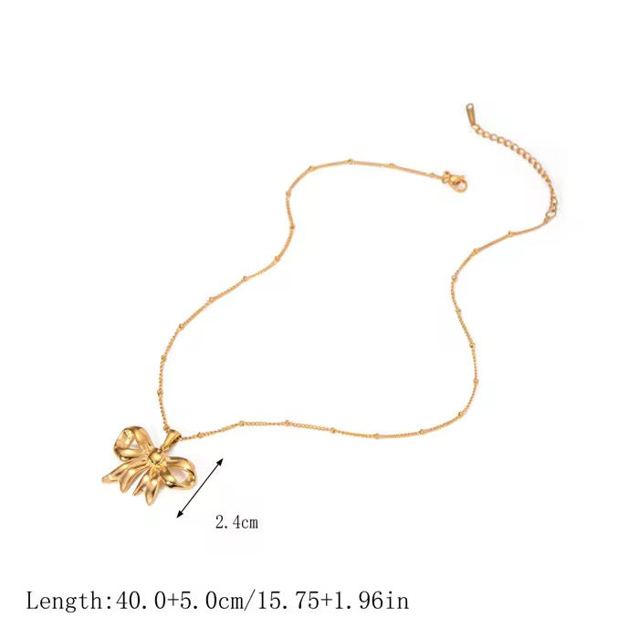 ✨Stainless steel Gold Bow beaded Pendant ✨