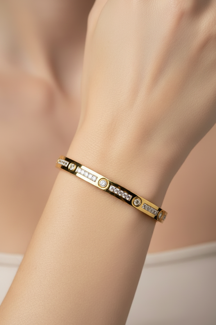 Crystal studded lux cuff bracelet