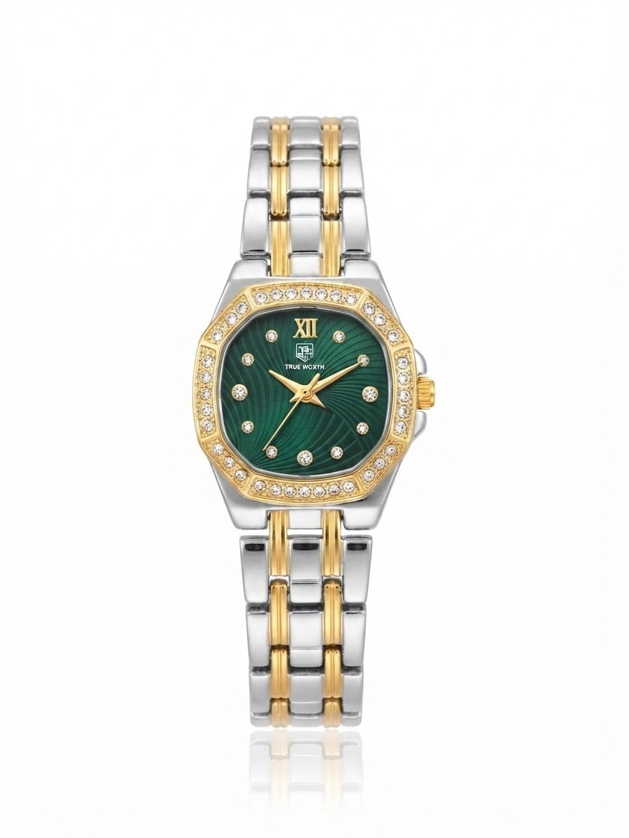 ✨Exquisite stainless steel SilverXGold Jubilee Emerald dial True worth Watch✨