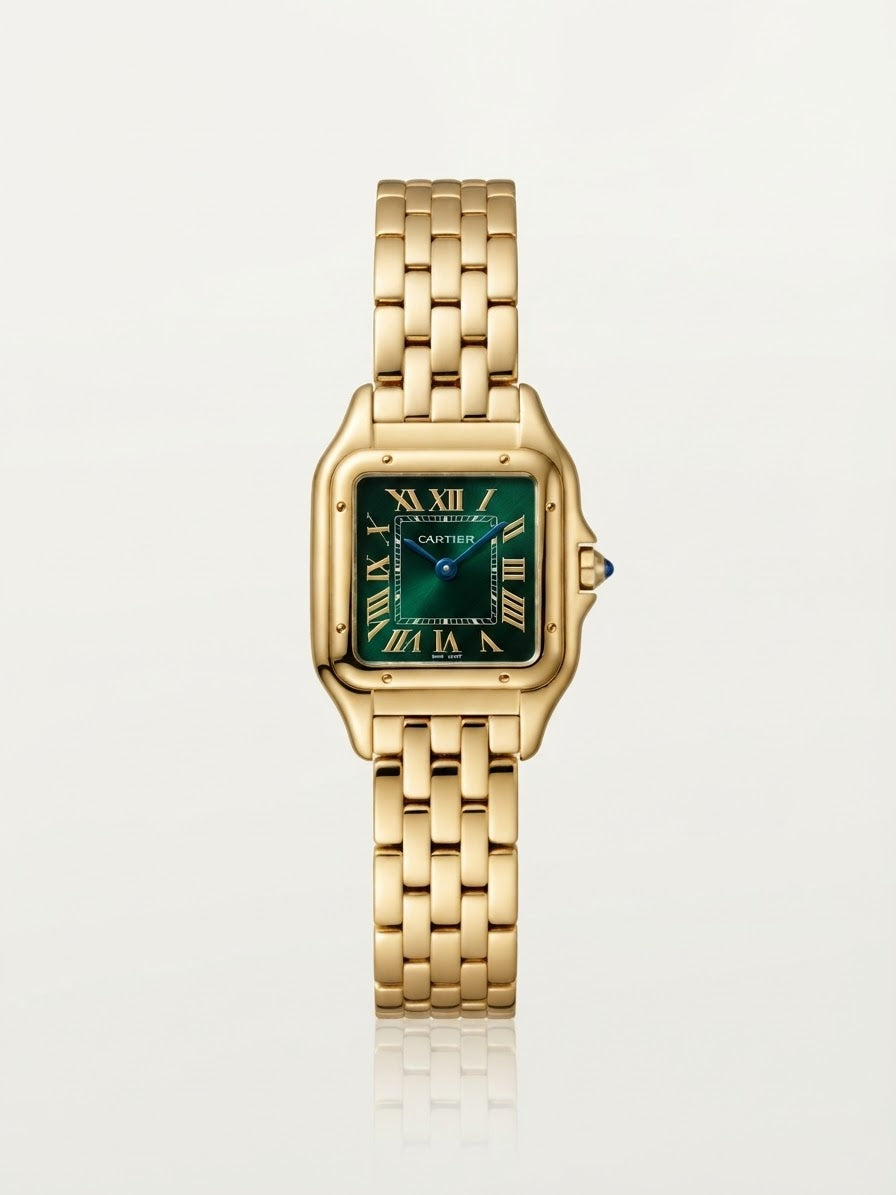 ✨Exquisite stainless steel Gold Jubilee Emerald dial carte Watch✨
