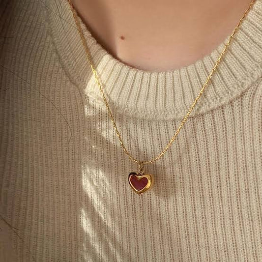 ✨Exclusive Stainless steel Gold Red Heart Chain Pendant ✨