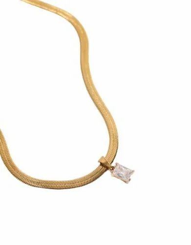 ✨Exclusive Stainless steel Gold White Bar snake Chain Pendant ✨