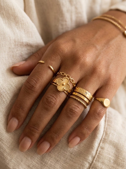 ✨Stainless steel Golden Clovie Adjustable Ring ✨