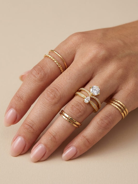 ✨Exclusive Zircon Studded Sleek Gold Adjustable Ring ✨
