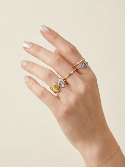 ✨Exclusive Stainless steel 2 Tone Adjustable Shell Ring ✨