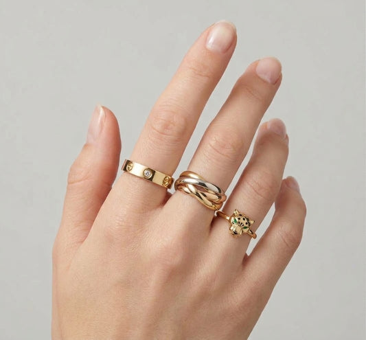 Stainless steel Gold Stone Ring