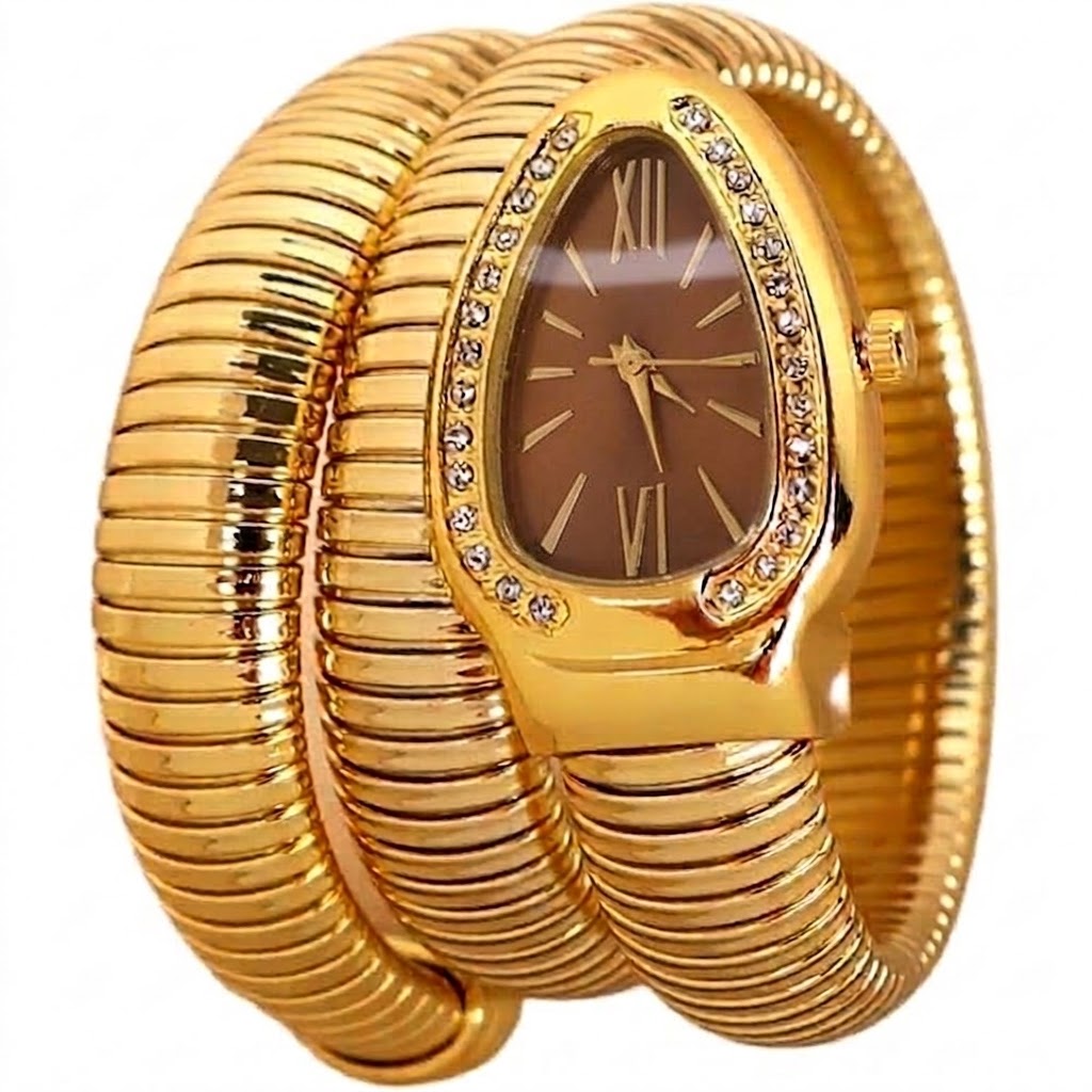 ✨Premium brown bvlg Gold Serpenti Crystal Snake bvlg Watch✨