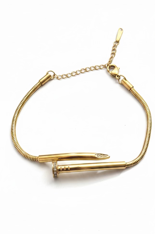 Exclusive Crystal studded Nail 18k chain bracelet