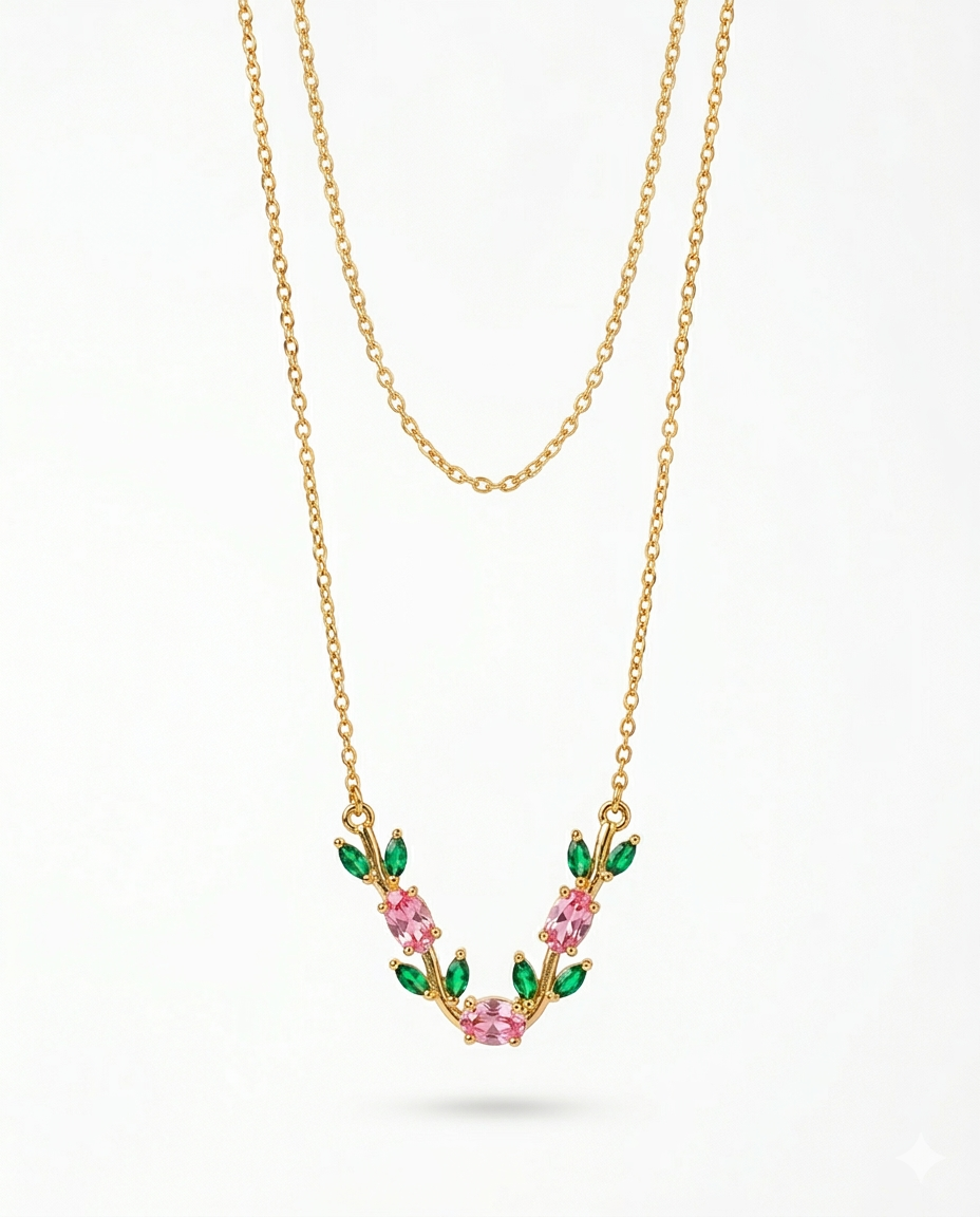 Exclusive zirconia tulip chain necklace