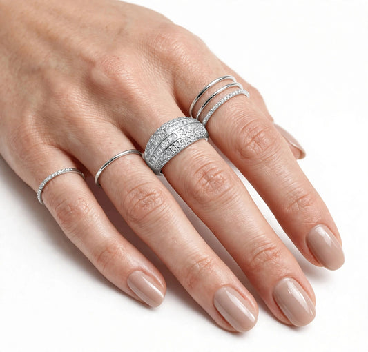 S925 Zirconium Exquisite Zircona Leana Silver Adjustable Ring